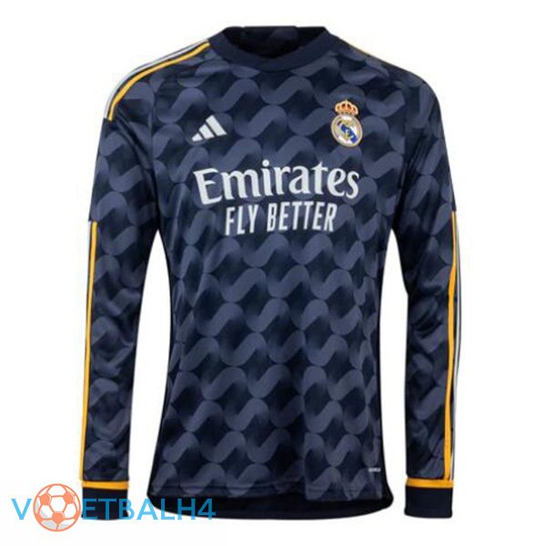 Real Madrid uit voetbal jersey lange mouwblauw koninklijk 2023/2024