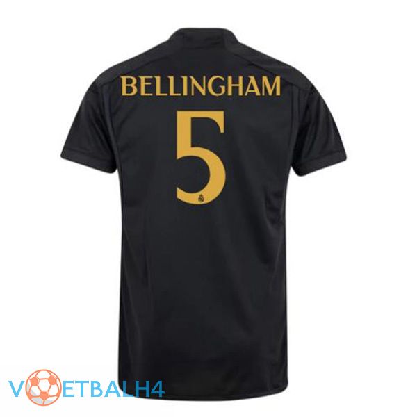 Real Madrid (Bellingham 5) derde voetbal jersey zwart 2023/2024