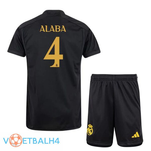 Real Madrid (Alaba 4) kinderen derde voetbal jersey zwart 2023/2024