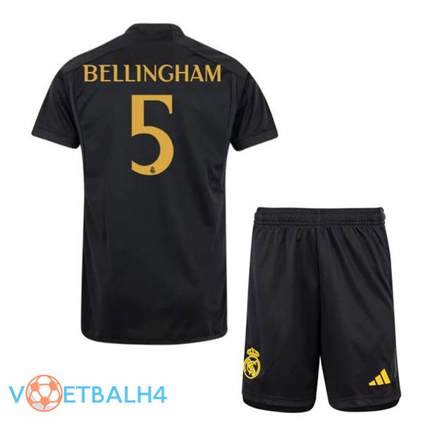 Real Madrid (Bellingham 5) kinderen derde voetbal jersey zwart 2023/2024