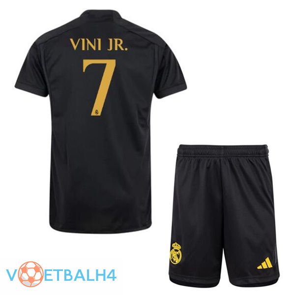 Real Madrid (Vini Jr. 7) kinderen derde voetbal jersey zwart 2023/2024