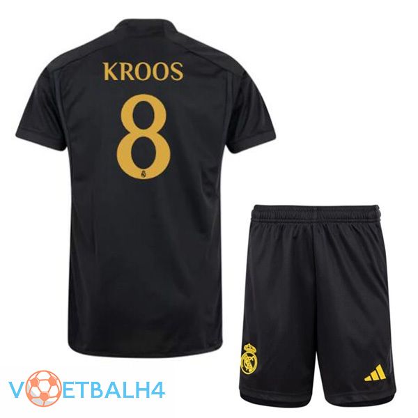 Real Madrid (Kroos 8) kinderen derde voetbal jersey zwart 2023/2024