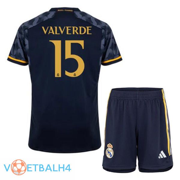 Real Madrid (Valverde 15) kinderen uit voetbal jersey blauw koninklijk 2023/2024