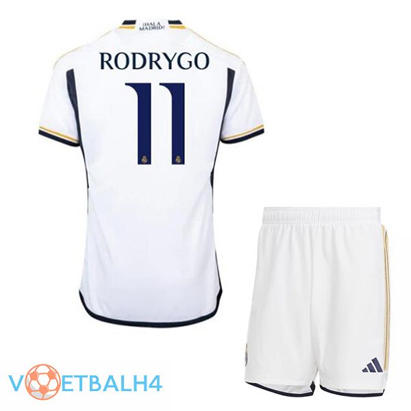 Real Madrid (Rodrygo 11) kinderen voetbal jersey thuis wit 2023/2024