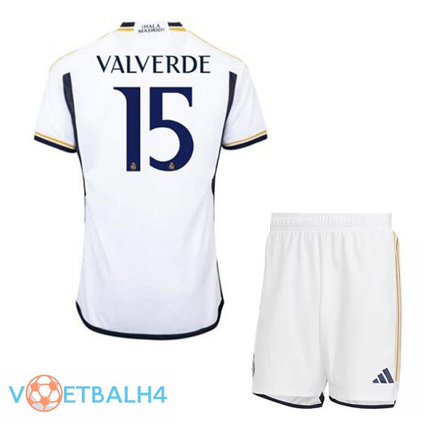 Real Madrid (Valgroente 15) kinderen voetbal jersey thuis wit 2023/2024