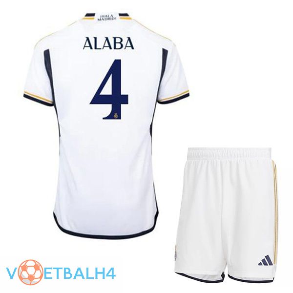 Real Madrid (Alaba 4) kinderen voetbal jersey thuis wit 2023/2024