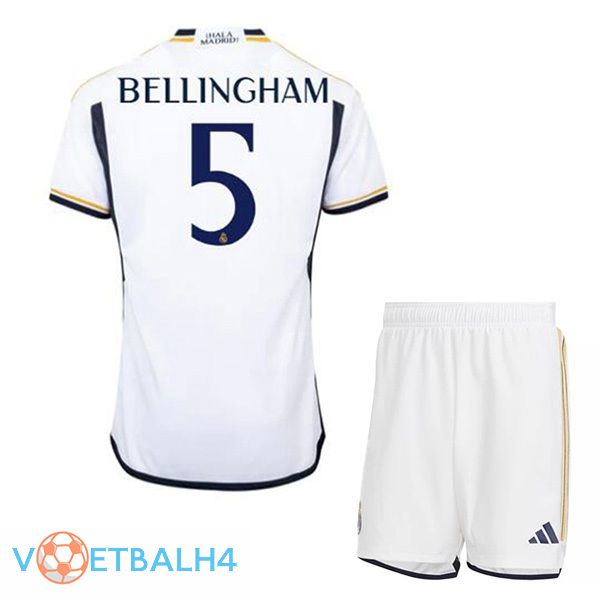 Real Madrid (Bellingham 5) kinderen voetbal jersey thuis wit 2023/2024