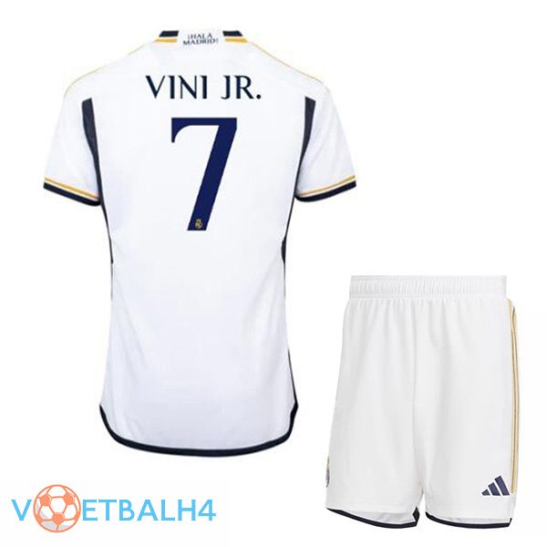 Real Madrid (Vini Jr. 7) kinderen voetbal jersey thuis wit 2023/2024