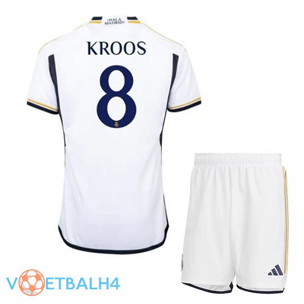 Real Madrid (Kroos 8) kinderen voetbal jersey thuis wit 2023/2024