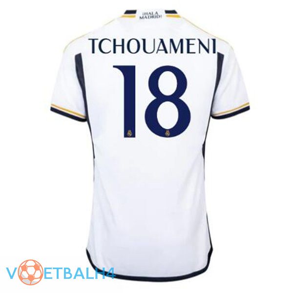 Real Madrid (Tchouameni 18) voetbal jersey thuis wit 2023/2024