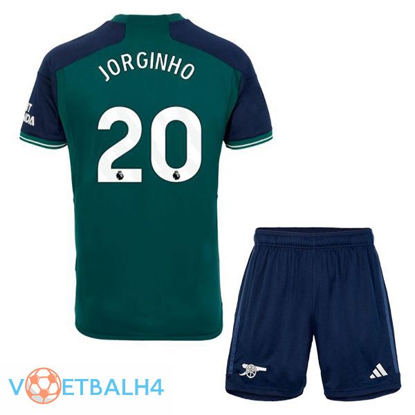 Arsenal (JORGINHO 20) kinderen voetbal jersey derde groente 2023/2024