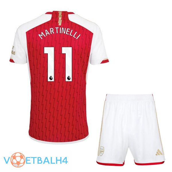 Arsenal (MARTINELLI 11) kinderen thuis voetbal jersey rood wit 2023/2024