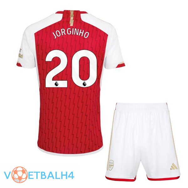 Arsenal (JORGINHO 20) kinderen thuis voetbal jersey rood wit 2023/2024