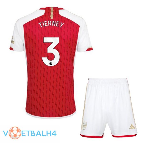 Arsenal (TIERNEY 3) kinderen thuis voetbal jersey rood wit 2023/2024