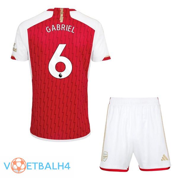 Arsenal (GABRIEL 6) kinderen thuis voetbal jersey rood wit 2023/2024