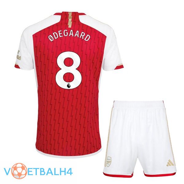 Arsenal (ØDEGAARD 8) kinderen thuis voetbal jersey rood wit 2023/2024