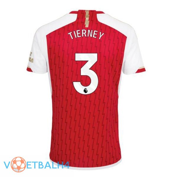 Arsenal (TIERNEY 3) thuis voetbal jersey rood wit 2023/2024