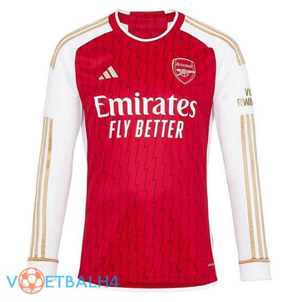 Arsenal voetbal jersey thuis lange mouwrood wit 2023/2024