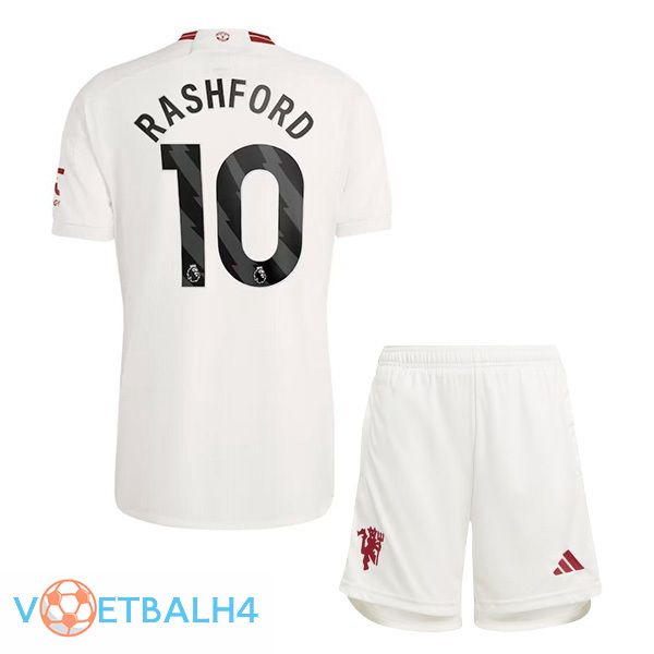 Manchester United (Rashford 10) kinderen derde voetbal jersey wit 2023/2024