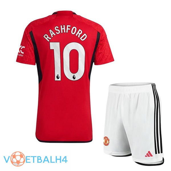 Manchester United (Rashford 10) kinderen voetbal jersey thuis rood 2023/2024