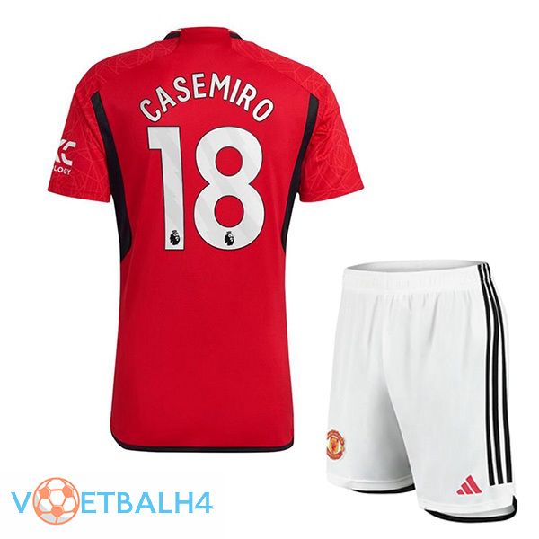 Manchester United (Casemiro 18) kinderen voetbal jersey thuis rood 2023/2024