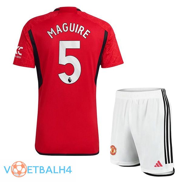 Manchester United (Maguire 5) kinderen voetbal jersey thuis rood 2023/2024