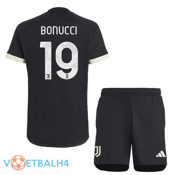 Juventus (BONUCCI 19) kinderen Juventus derde voetbal jersey zwart 2023/2024