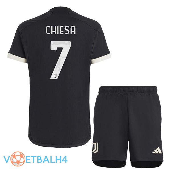 Juventus (CHIESA 7) kinderen Juventus derde voetbal jersey zwart 2023/2024