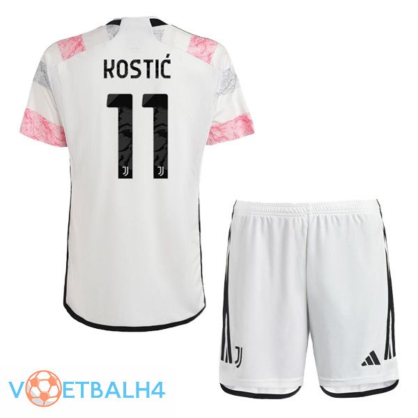 Juventus (KOSTIĆ 11) kinderen voetbal jersey uit wit 2023/2024