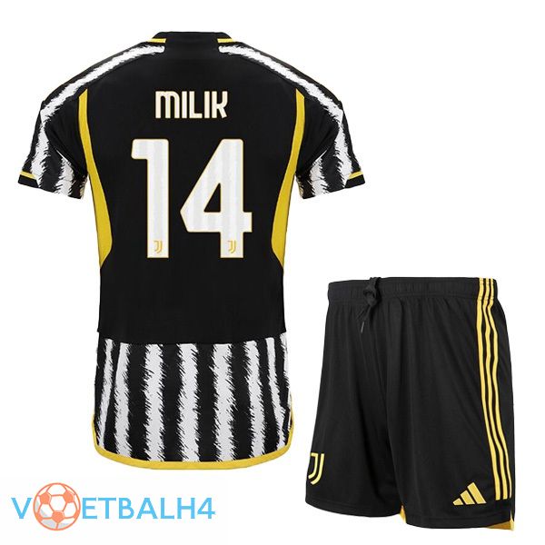 Juventus (MILIK 14) kinderen voetbal jersey thuis zwart wit 2023/2024