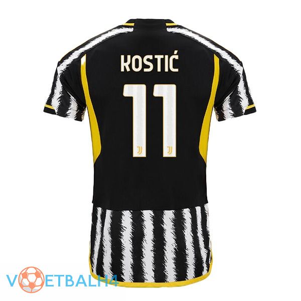 Juventus (KOSTIĆ 11) voetbal jersey thuis zwart wit 2023/2024