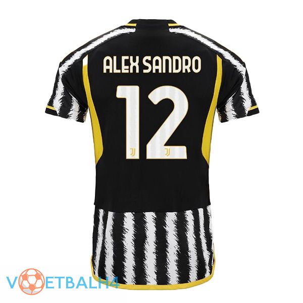 Juventus (ALEX SANDRO 12) voetbal jersey thuis zwart wit 2023/2024