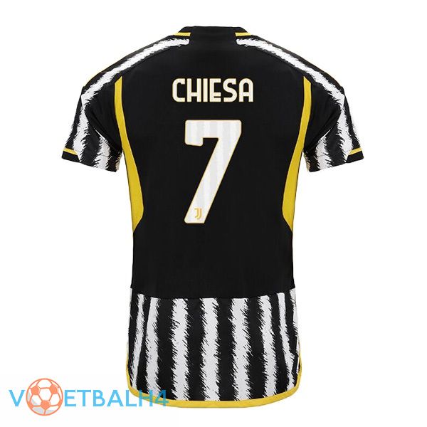 Juventus (CHIESA 7) voetbal jersey thuis zwart wit 2023/2024