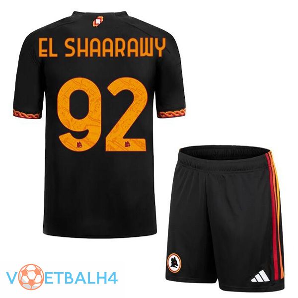 AS Roma (EL SHAARAWY 92) kinderen voetbal jersey derde zwart 2023/2024