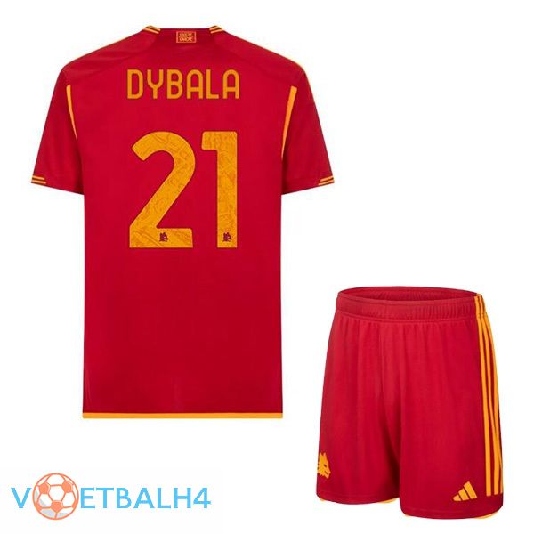 AS Roma (DYBALA 21) kinderen voetbal jersey thuis rood 2023/2024