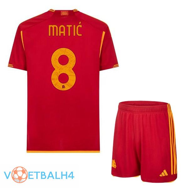 AS Roma (MATIĆ 8) kinderen voetbal jersey thuis rood 2023/2024