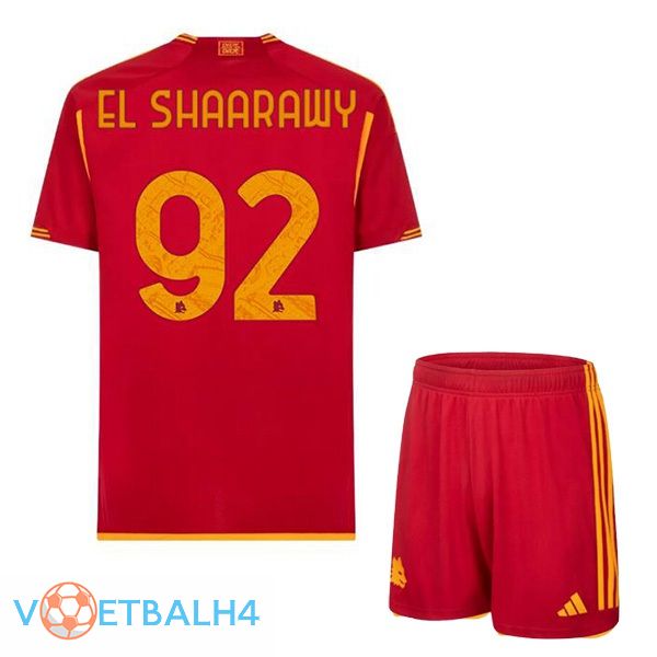 AS Roma (EL SHAARAWY 92) kinderen voetbal jersey thuis rood 2023/2024