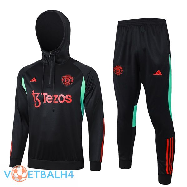 Manchester United trainingspak Hoodie zwart 2023/2024