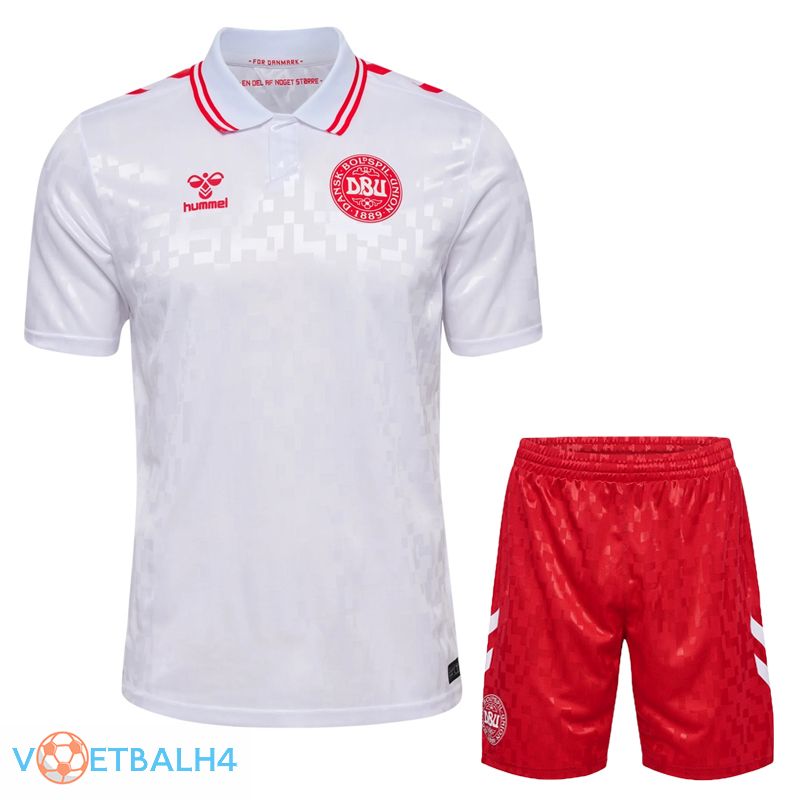 Denemarken uit voetbal jersey + korte broek Kit 2024/2025