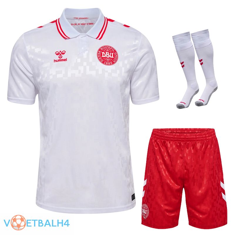 Denemarken uit voetbal jersey (korte broek + soks) Kit 2024/2025