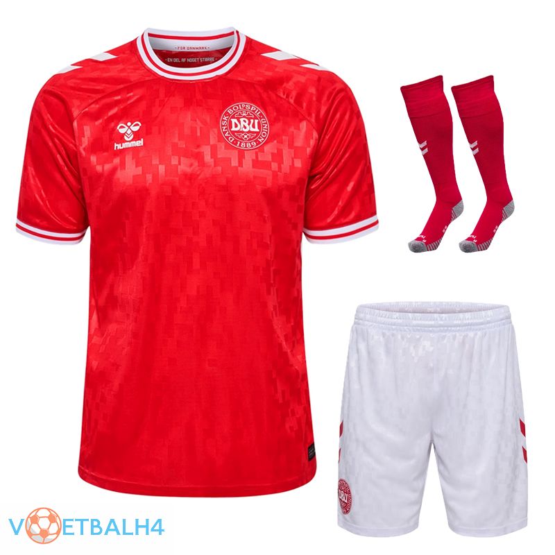 Denemarken thuis voetbal jersey (korte broek + soks) Kit 2024/2025