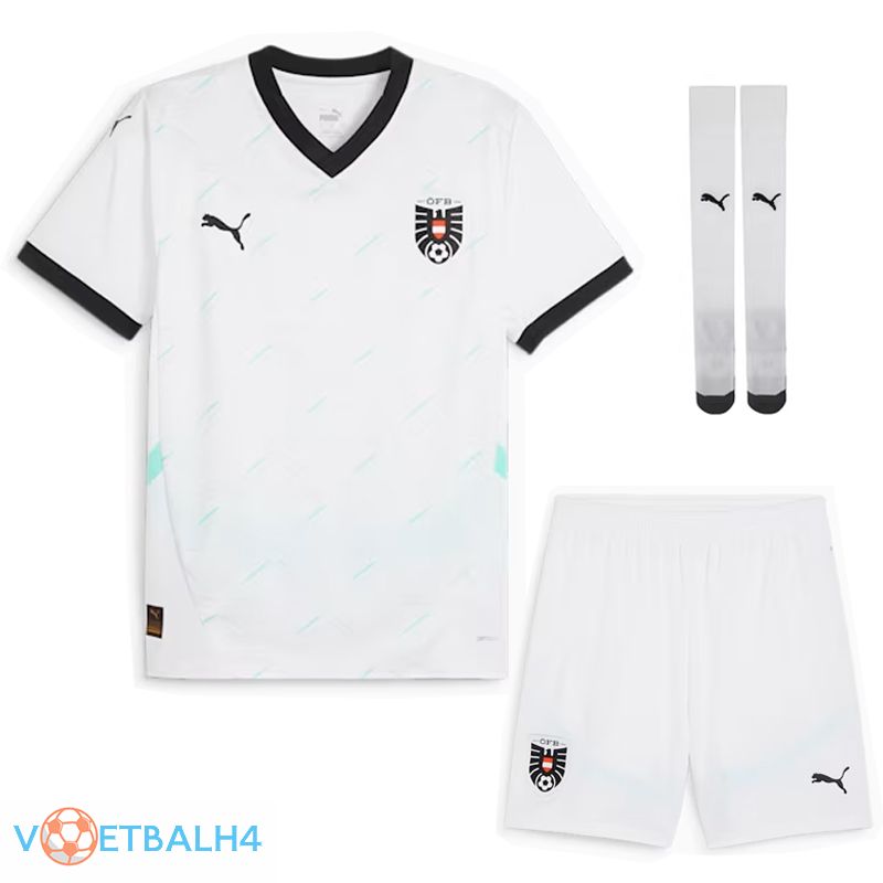 Oostenrijk uit voetbal jersey (korte broek + soks) Kit 2024/2025