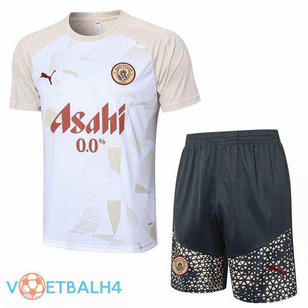 Manchester City kit Training T Shirt + korte broek wit 2024/2025