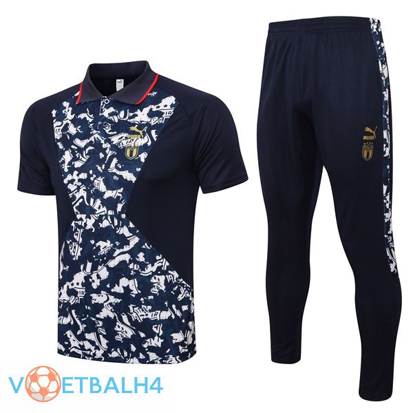 Italië Polo Shirt + broek blauw zwart 2021-2022