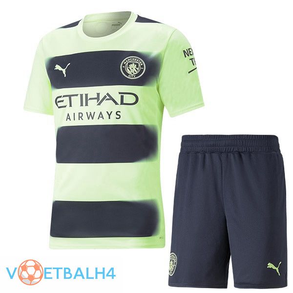 Manchester City kinderen voetbal jerseys derde groente zwart 2022-2023