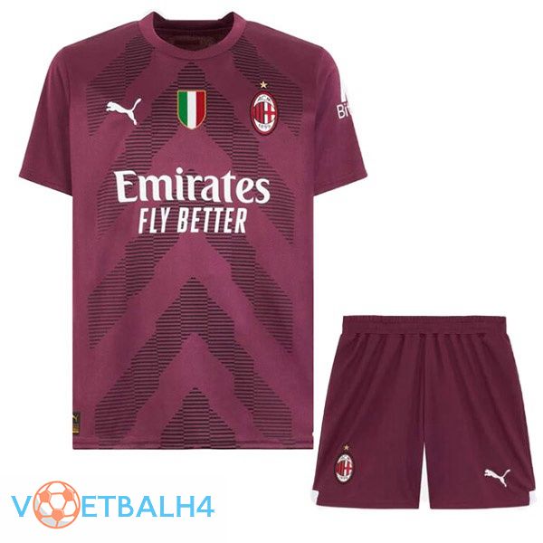 AC Milan kinderen doelman voetbal jerseys rood 2022-2023