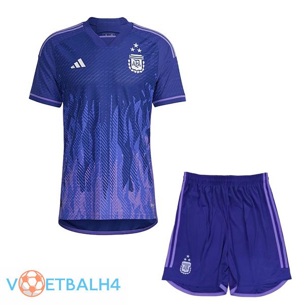 Argentinië 3 sterren kinderen voetbal jersey uit paars 2022/2023