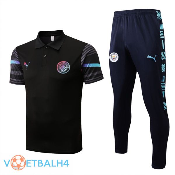 Manchester City polo shirt + broek zwart 2022/2023