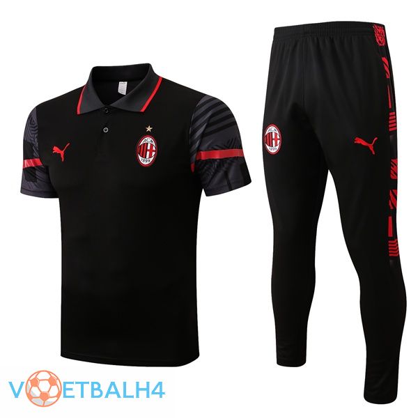 AC Milan polo shirt + broek zwart 2022/2023