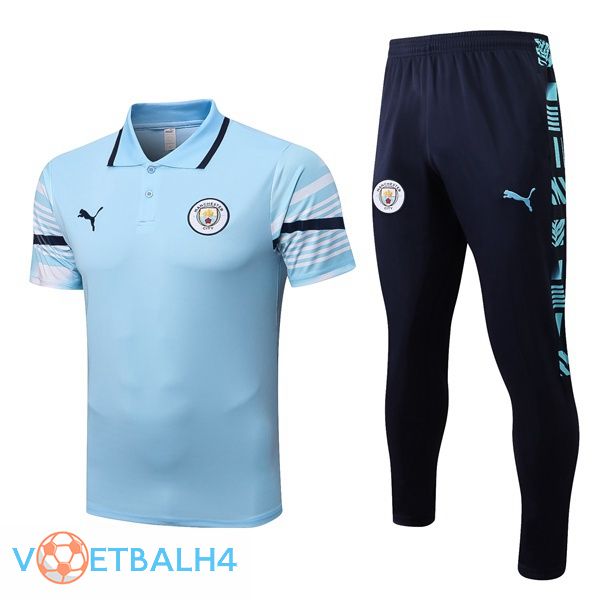 Manchester City polo shirt + broek blauw 2022-2023